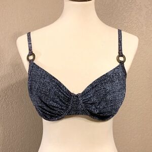 Captiva Blue Underwire Bikini Top M Denim Bra